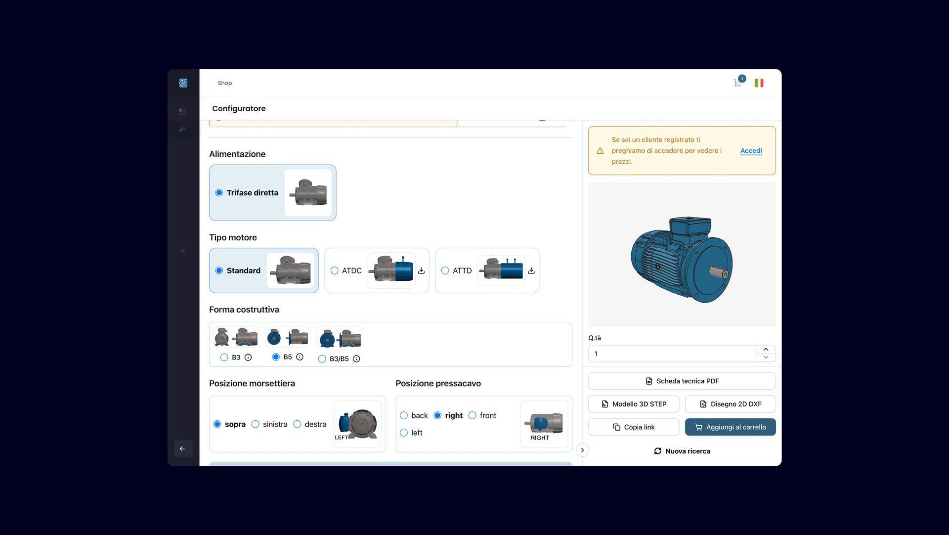 Configuratore motori elettrici